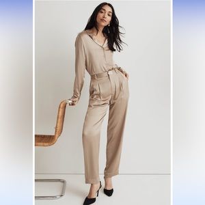 Madewell Satin Trouser Pant Tan